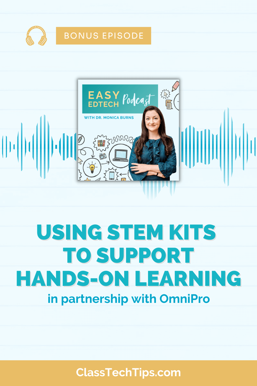 Podcast logo against a blue background for an episode featuring Ranjan de Costa and Ed Meyer discussing the importance of hands-on STEM education.