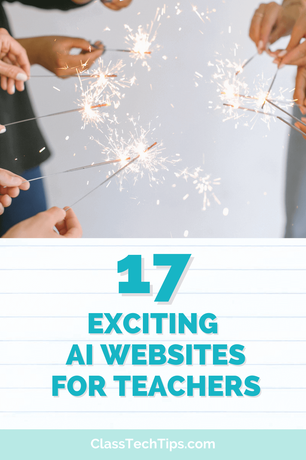 A teacher sitting at a desk, exploring AI websites for educators on a laptop.
