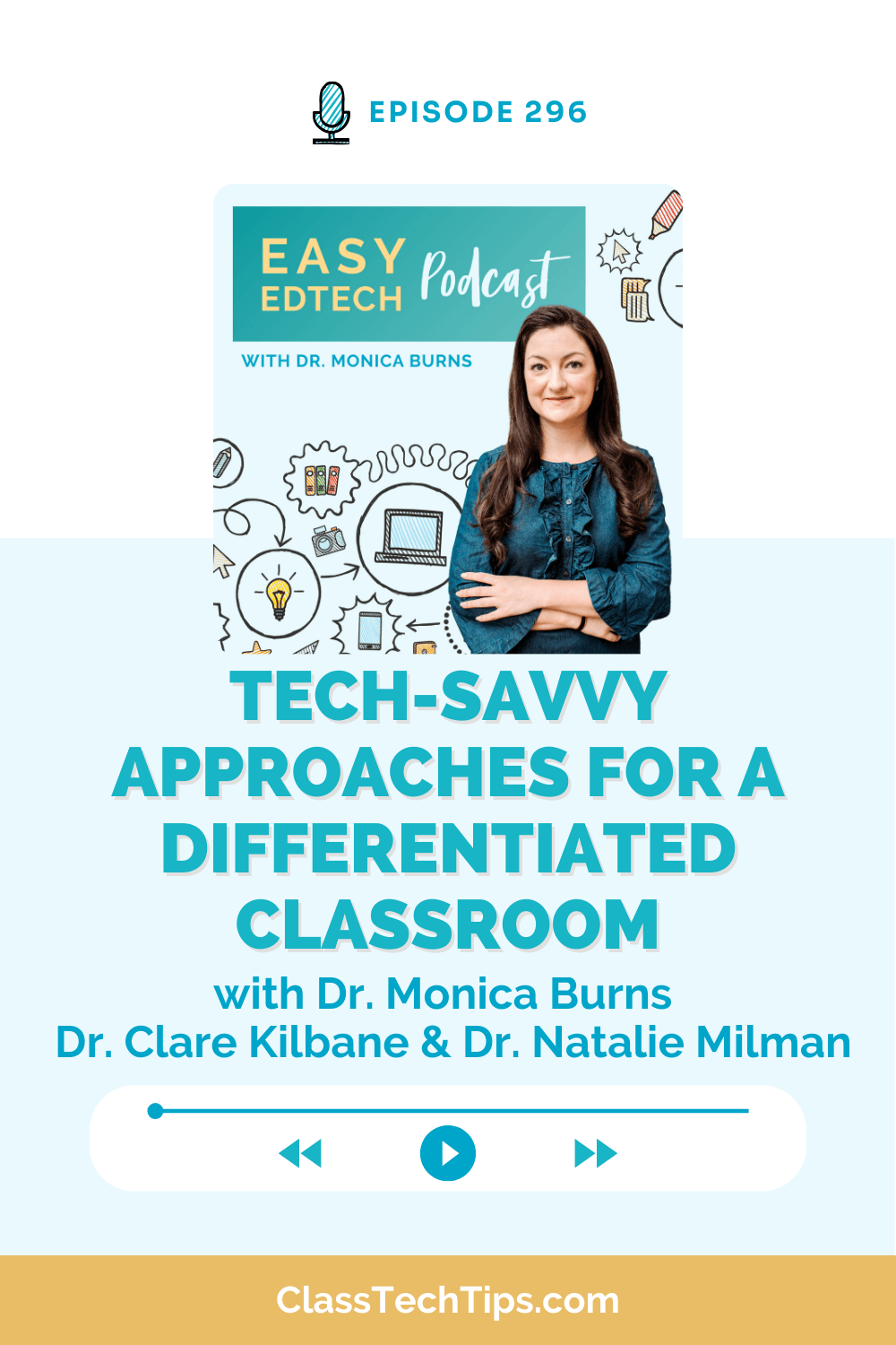 Episode 296 of the Easy EdTech Podcast: Tech-Savvy Approaches for a Differentiated Classroom with Dr. Monica Burns, Dr. Clare Kilbane, and Dr. Natalie Milman. Learn strategies for personalized learning using EdTech.